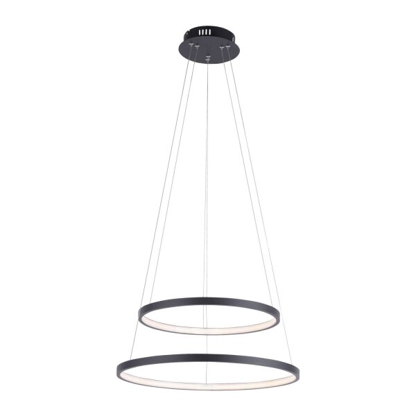 Suspension LED Anneaux Anthracite Métal Ø50 cm 3000 K