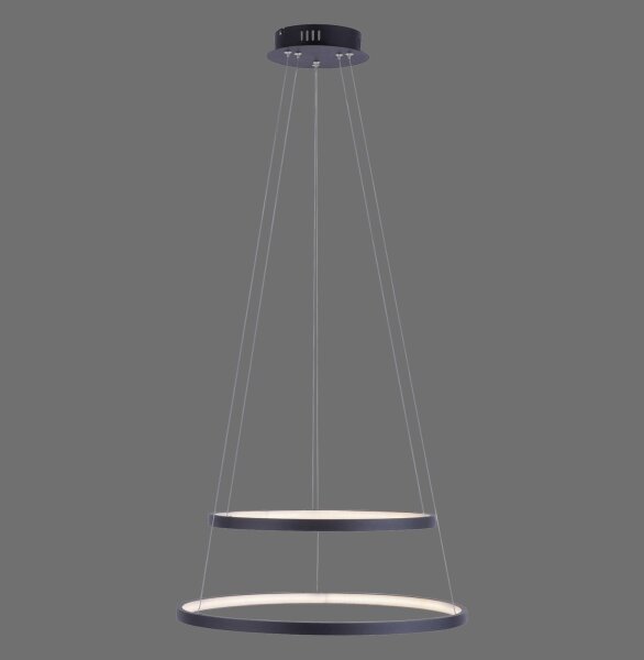 Suspension LED Anneaux Anthracite Métal Ø50 cm 3000 K