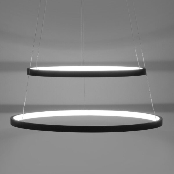 Suspension LED Anneaux Anthracite Métal Ø50 cm 3000 K
