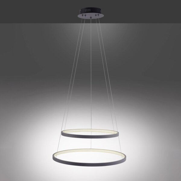 Suspension LED Anneaux Anthracite Métal Ø50 cm 3000 K