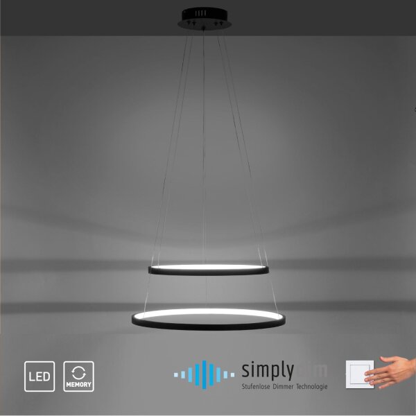Suspension LED Anneaux Anthracite Métal Ø50 cm 3000 K