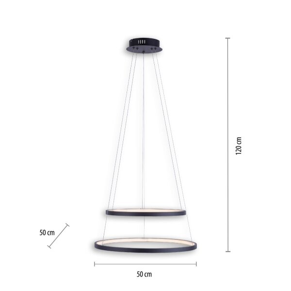 Suspension LED Anneaux Anthracite Métal Ø50 cm 3000 K