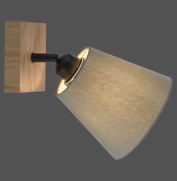 Spot de plafond Abat-jour en tissu Bois E27 réglable Taupe Naturel