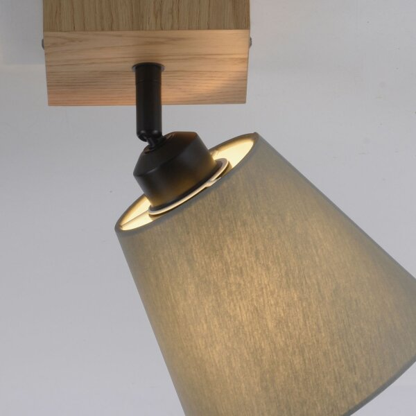 Spot de plafond Abat-jour en tissu Bois E27 réglable Taupe Naturel