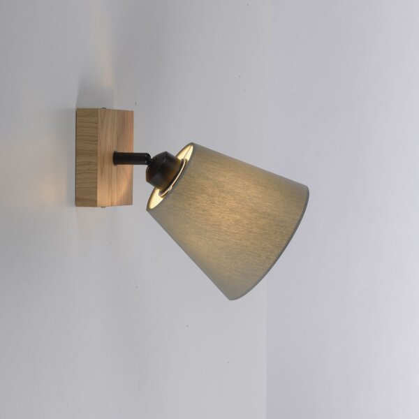 Spot de plafond Abat-jour en tissu Bois E27 réglable Taupe Naturel