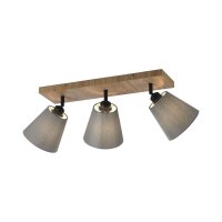 Spot de plafond tissu bois E27 3-flmg mobile taupe naturel