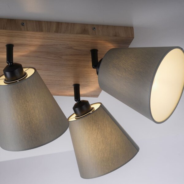 Spot de plafond tissu bois E27 L:59 cm mobile taupe naturel