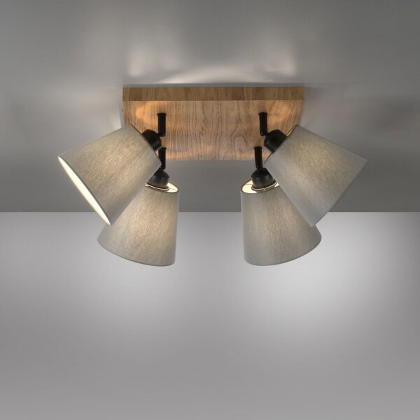 Spot de plafond tissu bois E27 L:59 cm mobile taupe naturel