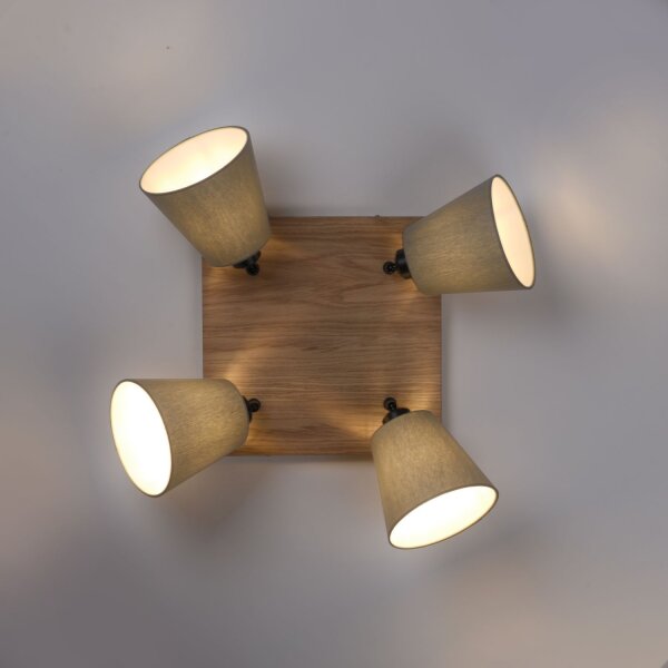 Spot de plafond tissu bois E27 L:59 cm mobile taupe naturel