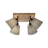 Spot de plafond tissu bois E27 L:59 cm mobile taupe naturel