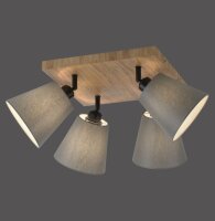 Spot de plafond tissu bois E27 L:59 cm mobile taupe naturel