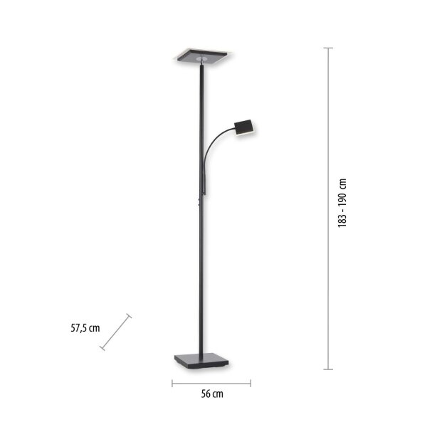 Lèche plafond LED flexible noir Touch 190 cm bras de lecture