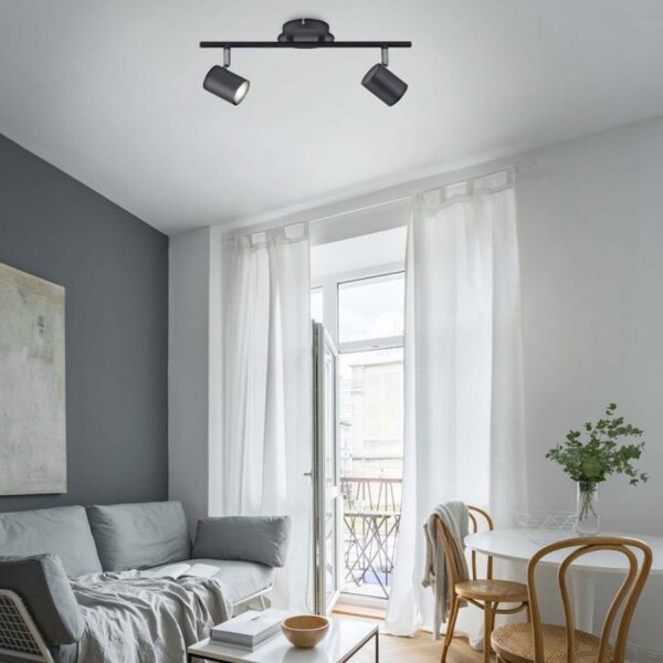 Spot de plafond flexible métal noir GU10 2 flammes