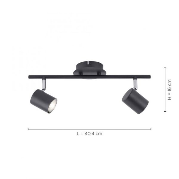 Spot de plafond flexible métal noir GU10 2 flammes