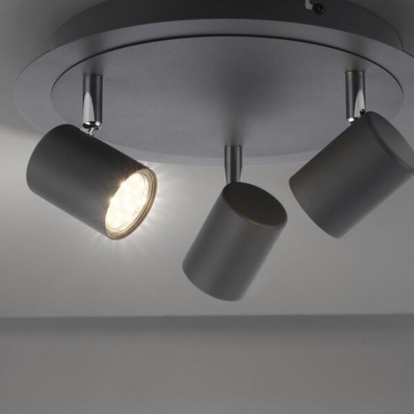 Spot de plafond réglable métal noir GU10 Ø35 cm