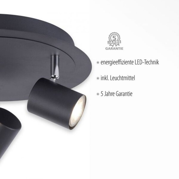Spot de plafond réglable métal noir GU10 Ø35 cm