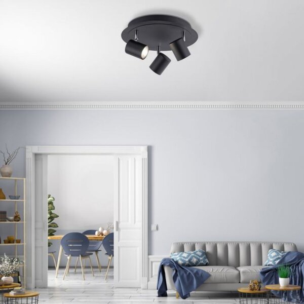Spot de plafond réglable métal noir GU10 Ø35 cm
