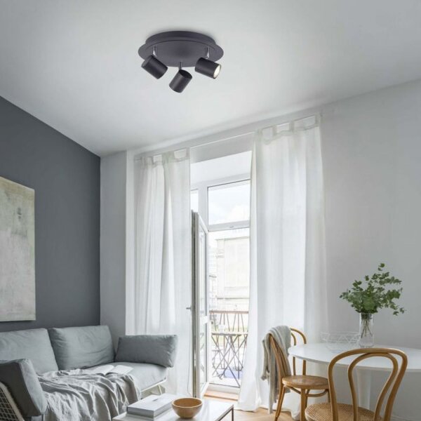Spot de plafond réglable métal noir GU10 Ø35 cm