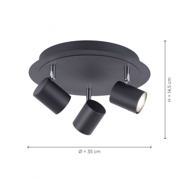 Spot de plafond réglable métal noir GU10 Ø35 cm
