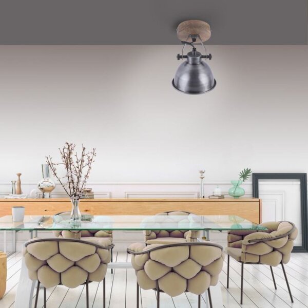 Spot mobile de plafond bois métal E14 Industrial