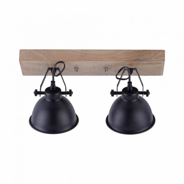Spot de plafond flexible bois métal E14 noir industriel
