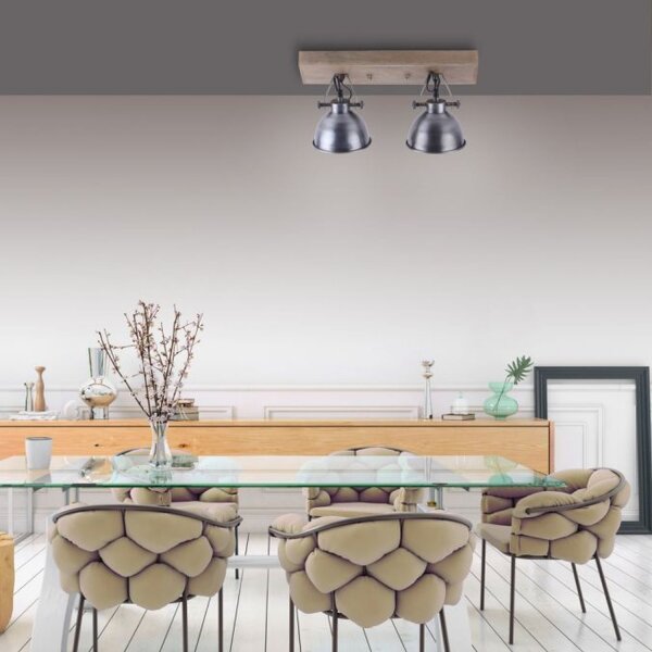 Spot de plafond flexible bois métal E14 44,5 cm Industrial