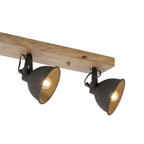 Spot de plafond industriel bois métal noir E14 74 cm