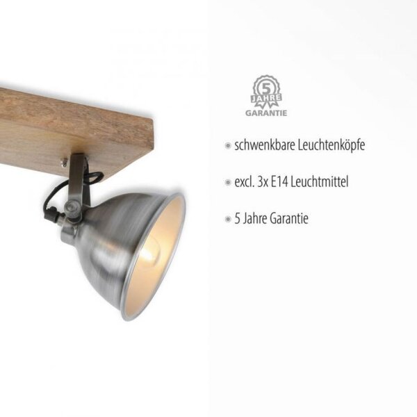 Spot de plafond industriel bois métal en fer E14 74 cm
