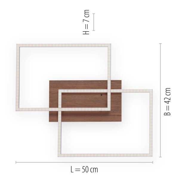 Lampe de plafonnier LED Naturel L:50,4 cm 2700-5000 K dimmable