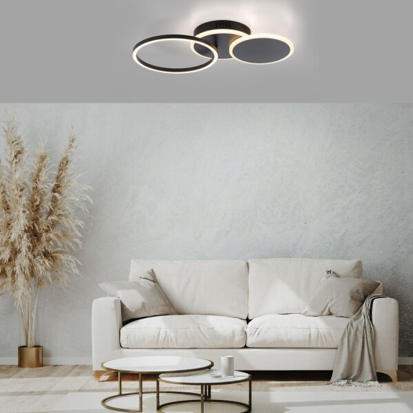 Lampe de plafonnier LED noir métal blanc chaud 26 W mobile
