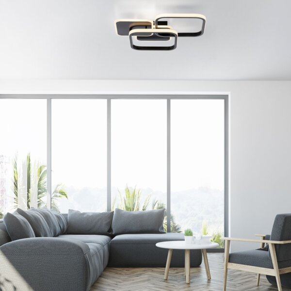 Lampe de plafonnier LED noire métal 3000 K 4700 lm élégante