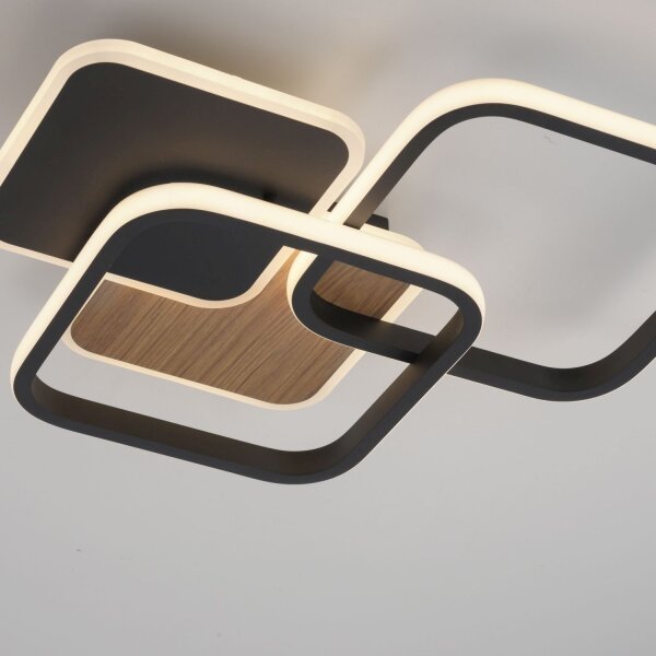 Lampe de plafonnier LED Métal L:46 cm 36 W Noir Naturel