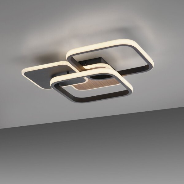 Lampe de plafonnier LED Métal L:46 cm 36 W Noir Naturel