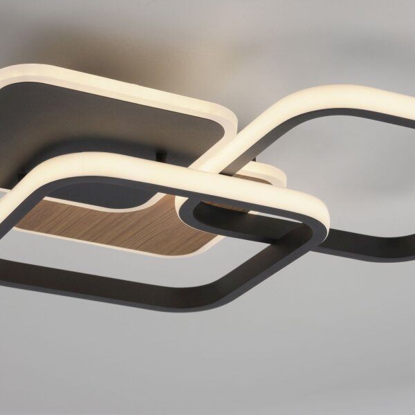 Lampe de plafonnier LED Métal L:46 cm 36 W Noir Naturel