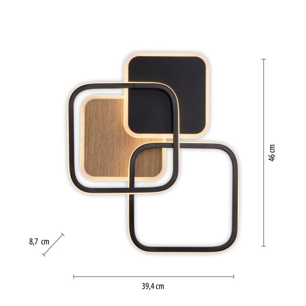 Lampe de plafonnier LED Métal L:46 cm 36 W Noir Naturel