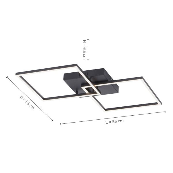 Plafonnier LED noir L:53 cm 2700-5000 K dimmable