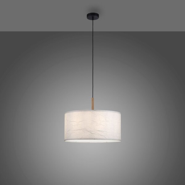 Suspension ronde papier bois E27 Ø44,5 cm confortable