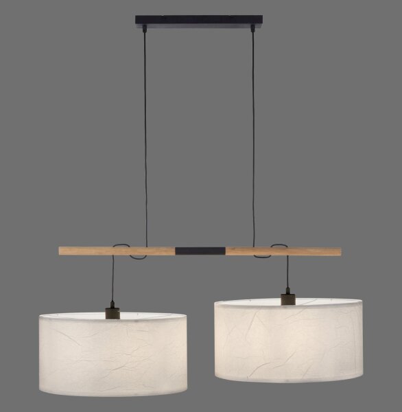 Suspension ronde papier bois E27 107 cm confortable