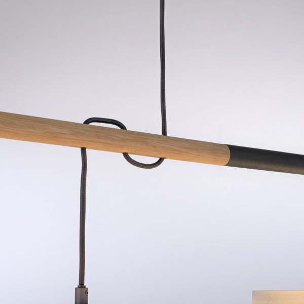 Suspension ronde papier bois E27 107 cm confortable