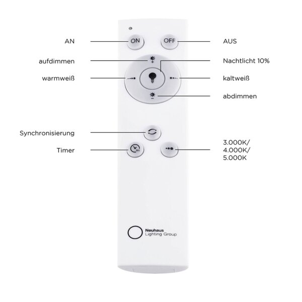 Lampe de plafonnier LED à intensité variable avec télécommande Blanc Ø70 cm