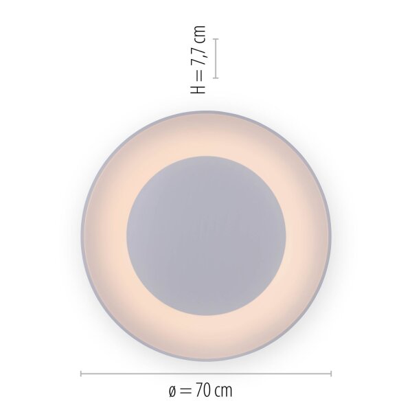 Lampe de plafonnier LED à intensité variable avec télécommande Blanc Ø70 cm