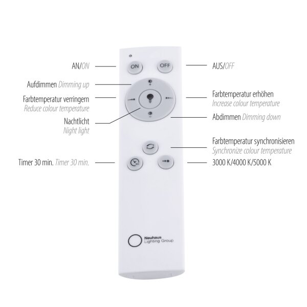 Lampe de plafonnier LED à intensité variable avec télécommande Gris Ø70 cm