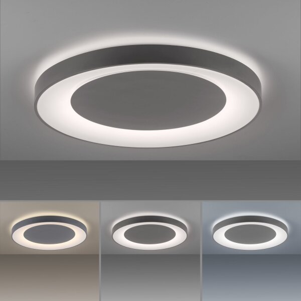 Lampe de plafonnier LED à intensité variable avec télécommande Gris Ø70 cm