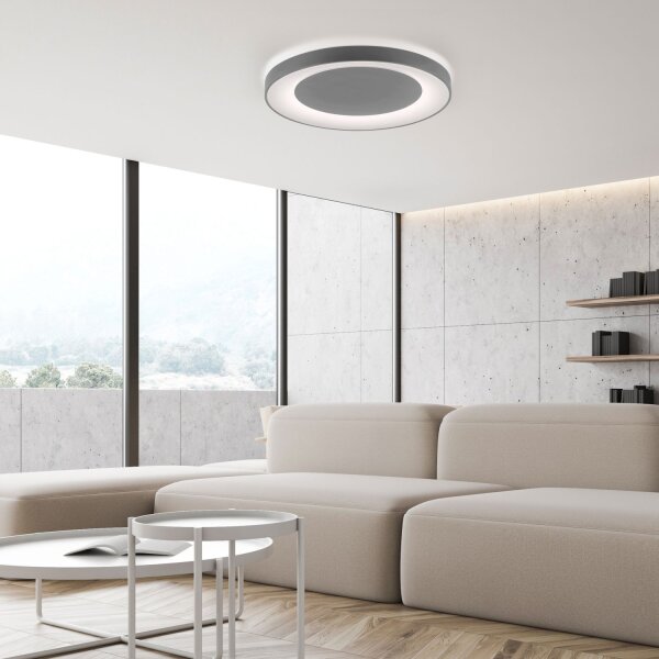Lampe de plafonnier LED à intensité variable avec télécommande Gris Ø70 cm