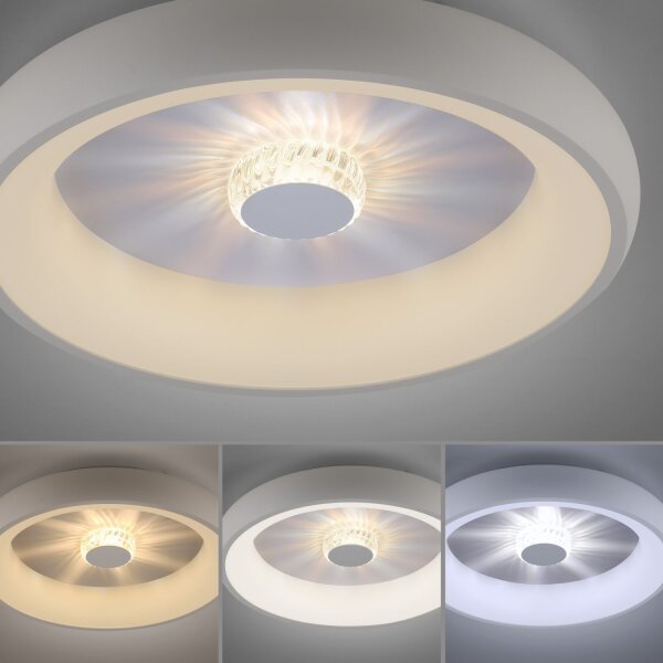 Lampe de plafonnier LED à intensité variable Télécommande effet cristal