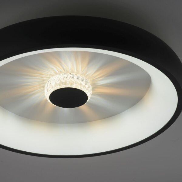 Plafonnier LED à intensité variable effet cristal 29 W noir