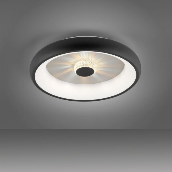 Plafonnier LED à intensité variable effet cristal 29 W noir