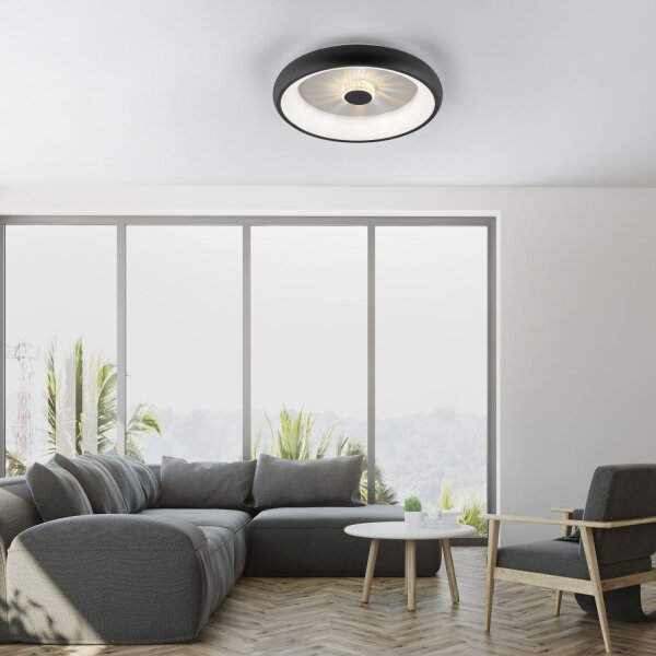 Plafonnier LED à intensité variable effet cristal 29 W noir