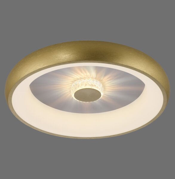 Plafonnier LED à intensité variable effet cristal 29 W laiton