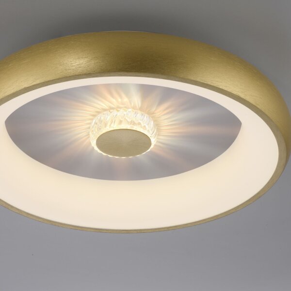 Plafonnier LED à intensité variable effet cristal 29 W laiton